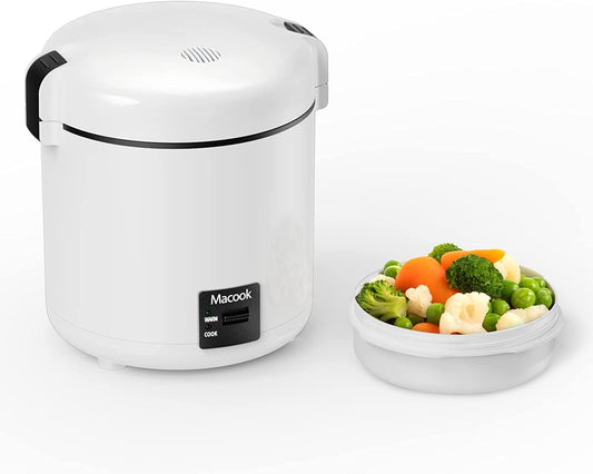 Small rice cooker & bento box for 1-2 people, (0.3 liter, 1.5 cups), mini rice cooker with removable pot with non-stick coating, one touch & keep warm function, 200 watts (black)
