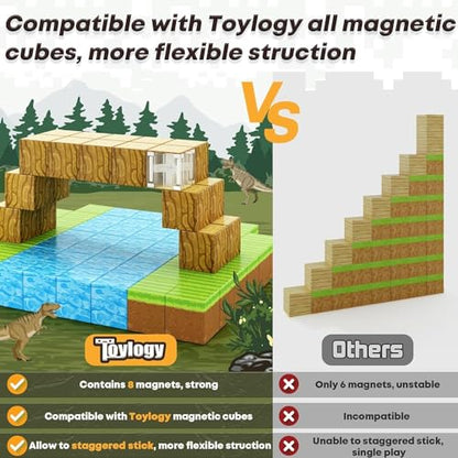 Toylogy Magnetic Building Blocks - Build Mine Magnets World Edition, Magnetic Toy for Boys and Girls ages 3 4 5 6 7 8, Montessori Toy for Kids 3+ Gift for Children...