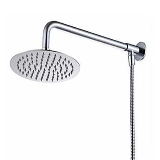 Hiendure® 20cm Wall Mount Rain Shower Head Set with Shower Arm and Hose Round Stainless Steel, Chrome Plated