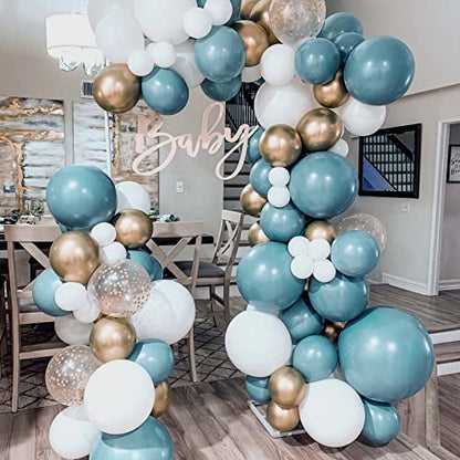Green Balloon Garland, 112 pcs Dark Green Balloon Garland, Balloons Birthday Wedding, Green Gold White Balloons, Green Balloons Set for Wedding Baby Shower Baby Party Bridal Party Birthday Decoration
