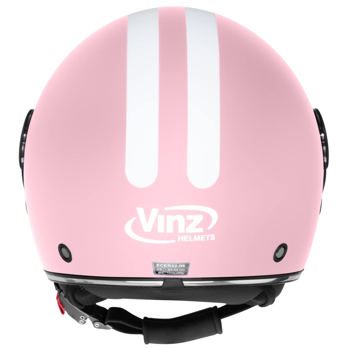 VINZ Parchi Jet Helmet with Double Visor | Scooter Helmet Fashion Helmet with Stripes | Available in sizes XS-XXL | Jet Helmet with Sun Visor | ECE 22.06 Certified | Motorcycle Helmet with Visor - Pink