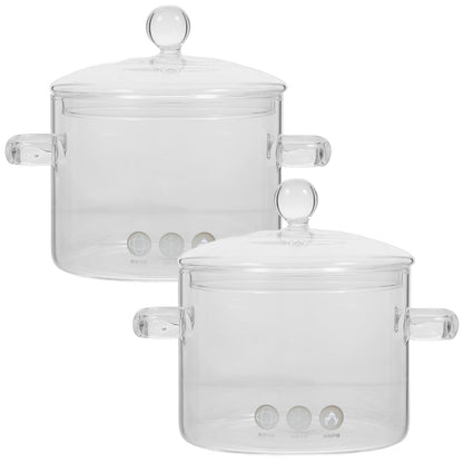 Vaguely 2 pieces glass pot with lid 1350 ml soup pot cooking pot clear simmer pot soup pot borosilicate glass cookware for stove induction
