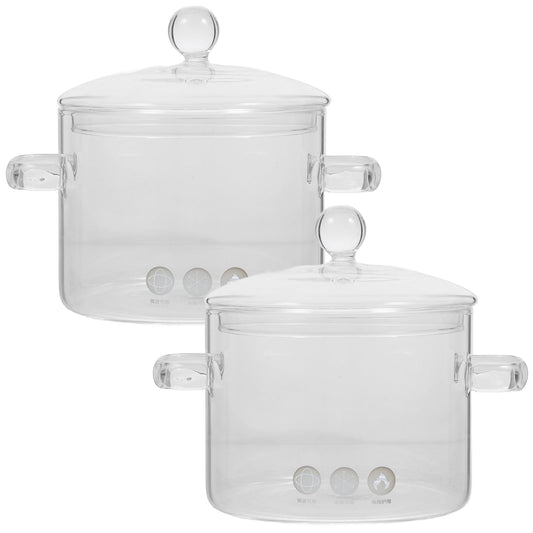 Vaguely 2 pieces glass pot with lid 1350 ml soup pot cooking pot clear simmer pot soup pot borosilicate glass cookware for stove induction