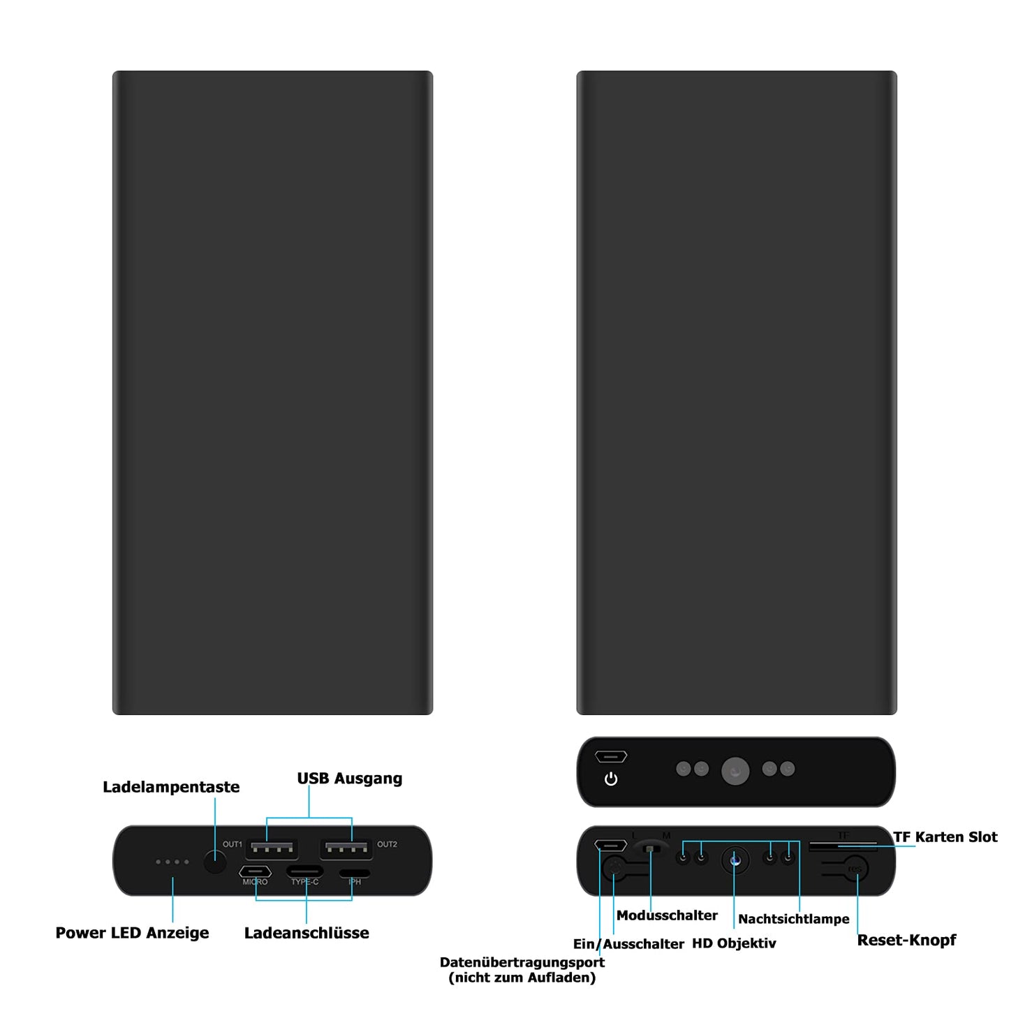KAMREA Surveillance Camera, HD 1080P 10000mAh Powerbank Camera Hidden Camera Mini Nanny Cam for Home, Room, and Office Security