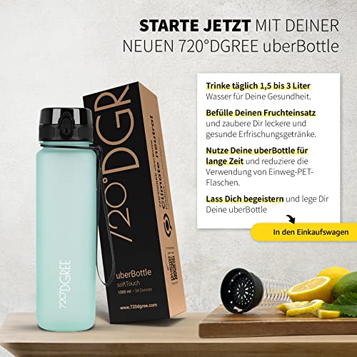 720°DGREE Kids Water Bottle 500ml “uberBottle“ softTouch +Fruit Infuser - Leakproof, BPA-Free - Slim Tritan Water Bottle for School, Sports, Fitness - Lightweight, Impact-resistant, Reusable