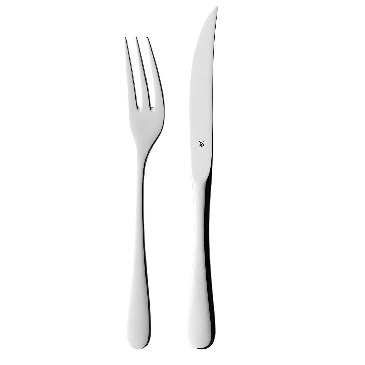 WMF 12-piece steak cutlery set for 6 people & 2-piece Touch knife set, kitchen knives with protective cover, special non-stick coated blade steel, sharp, chef's knife, vegetable knife, black