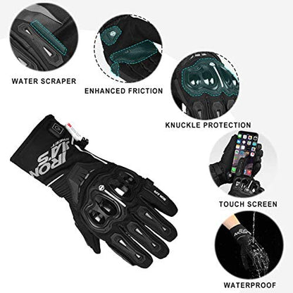 BORLENI Heated Gloves Winter 12V Winter Gloves Waterproof Windproof Warm Gloves Men Women