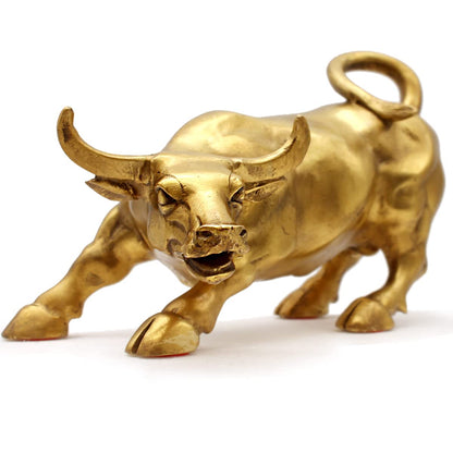 Sculpture, home decor, golden copper bull (Feng Shui) represents luck, wealth, brass bull figure COW01