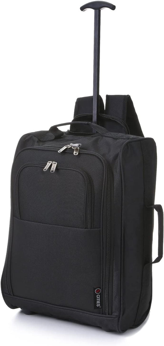 5 Cities 42L carry-on trolley suitcase backpack with 2 wheels for onboard use
