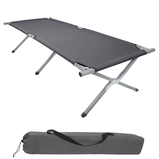 BB Sport folding camp bed 190 x 64 x 41 cm Sturdy camping bed 180kg load capacity Portable Convenient Travel bed Steel frame 600D Oxford fabric Carry bag Guest bed Foldable, Color: grey