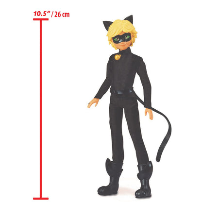 BANDAI - Miraculous - Miraculous Doll Cat Noir and Adrien - Fashion Doll 26 cm with 2 outfits - Miraculous Toy - Articulated Superhero Doll - Toy for Kids ages 4 and up - P50356