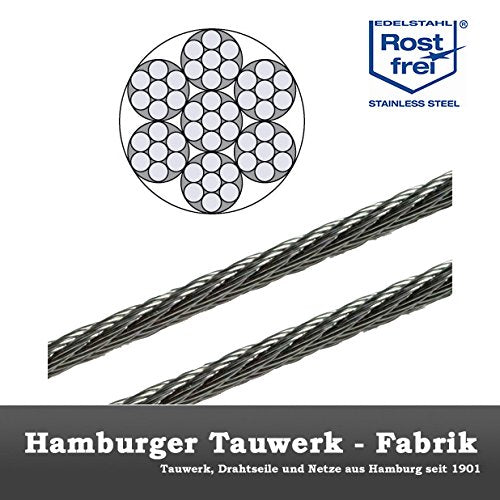 50 meter of 5mm stainless steel wire rope 7x7 V4A Inox rustproof cable railing cable.