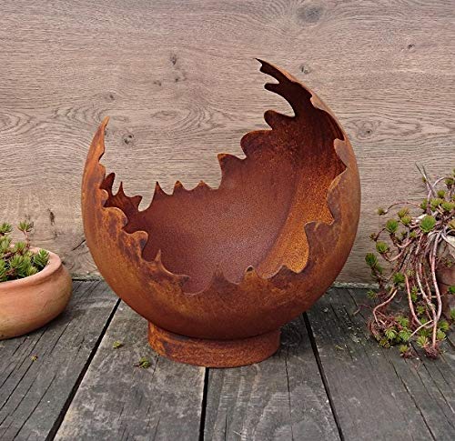 Action!! Decorative - fireball - plant ball 30 cm made of metal - made in the EU - noble rust rust with stand ring
