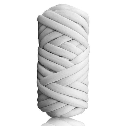 YONII Core Yarn Multi Soft Bulky Arm Knit Wool Roving Crochet DIY Hand Chunky Knit Blanket Yarn for Giant Chunky Knitting Throw Sofa Blanket Crafts (Light Grey, 1KG)