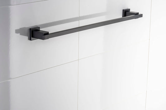 Sagittarius One 270S1-B towel holder in matt black | 70cm bathroom towel holder | Brass black towel bar | Black wall towel holder | Rust-free square towel holder