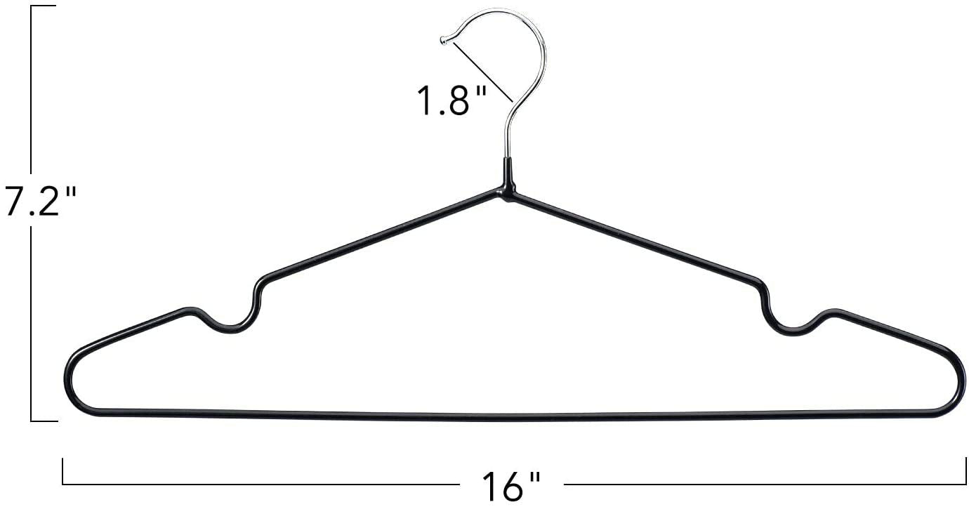 HOUSE DAY 40 Pack Black Hangers Rubber Coated Metal Wire Hangers Non Slip Space Saving Thin 0.4cm Thick