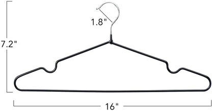 HOUSE DAY 40 Pack Black Hangers Rubber Coated Metal Wire Hangers Non Slip Space Saving Thin 0.4cm Thick