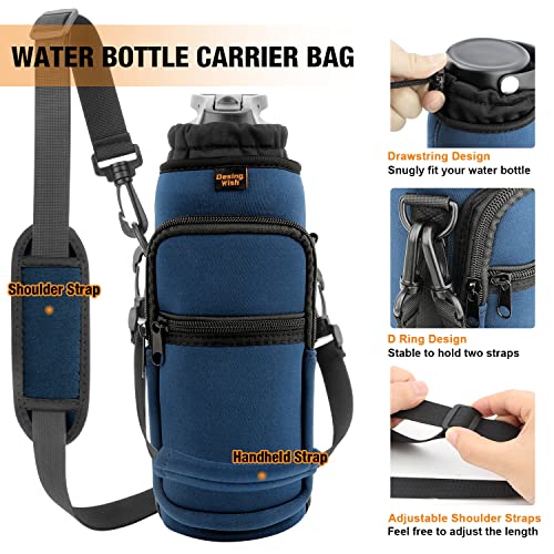 DesignWish Bike Bottle Holder No Screws Drink Holder Bike Bottle Cage Drink Holder Bike Water Bottle Holder with Mesh Pocket and Shoulder Strap Accessory