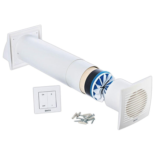 LIRAST 125mm Decentralized Ventilation System with Heat Recovery - Wall Fan with Switch - Ventilation with Heat Recovery - Recuperator with Ceramic Heat Exchanger - Air Exchanger Residential Ventilation