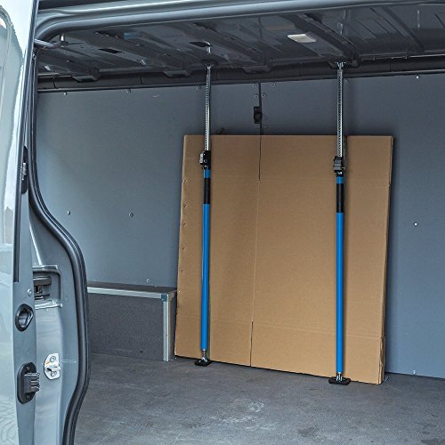 ALLEGRA cargo securing and transportation protection for cars, trucks, trailers, and vans. Clamp bar tension rod for doors, adjustable loading security for vehicles (1.00m - 1.75m, Blue).