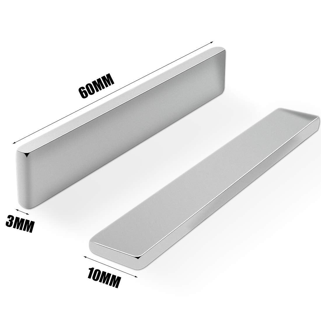 FINDMAG Strong Magnets, 12 pieces 60 x 10 x 3 mm Neodymium Magnets, Extra Strong Refrigerator Magnets with Double-Sided Adhesive Tape, Whiteboard Magnets for Magnetic Board, Iron Tools, Wood, Glass, Cloth, Plastic.