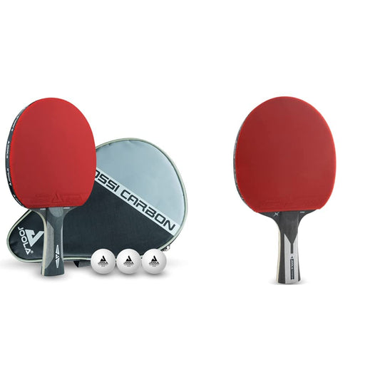 JOOLA Professional Table Tennis Bat Rosskopf Carbon & 54206 Table Tennis Bat Carbon X Pro ITTF approved professional competition table tennis bat 7 stars, 2mm sponge thickness, Black/Grey