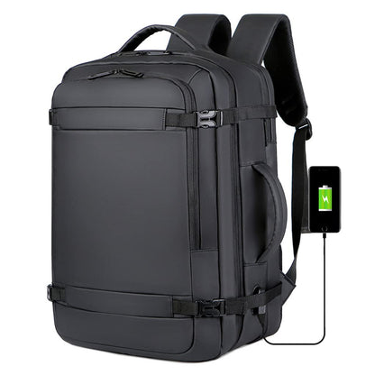 BAGZY Laptop Backpack 17 Inch Men's Carry-on Backpack 45x36x20 Waterproof Expandable 30-40L Travel Backpack Cabin Bag USB Charging Port Gifts for Men [Black]