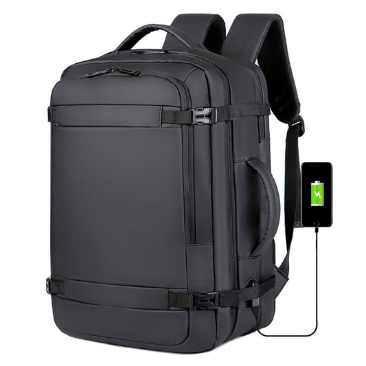 BAGZY Laptop Backpack 17 Inch Men's Carry-on Backpack 45x36x20 Waterproof Expandable 30-40L Travel Backpack Cabin Bag USB Charging Port Gifts for Men [Black]