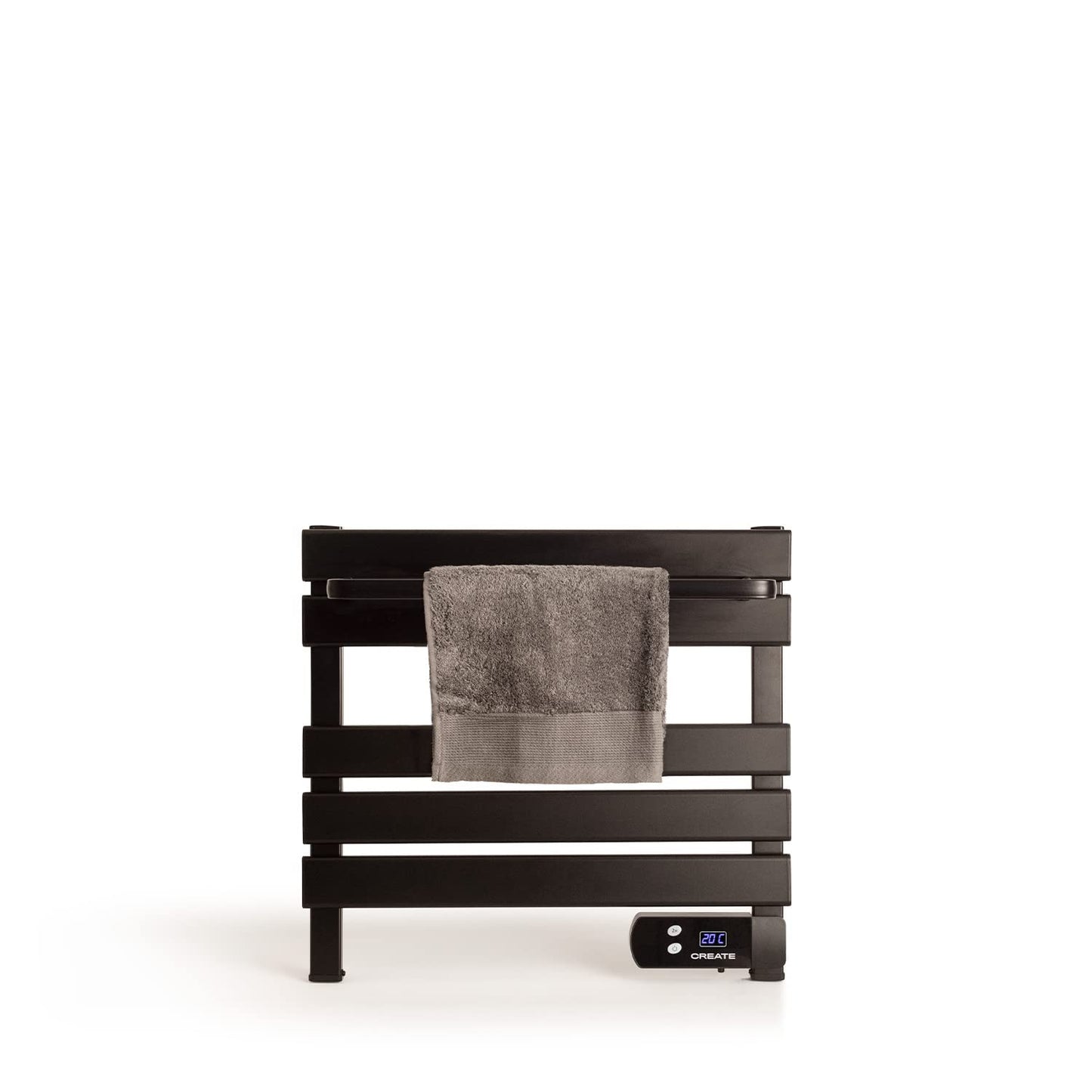 CREATE / WARM Towel Mini 150W / Electric Bathroom Heater Black with Shelf / 52.3x8x55.8cm / Quiet, low consumption, LCD display, 150W