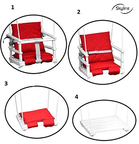 Children's swing wooden baby swing room swing indoor baby swing fabric baby seat baby swing for hanging 4 in 1 (natural/light gray)