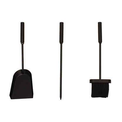JVL Belmont modern fireplace tool set, Steel, black, 23 x 15 x 45 cm, 3 pieces