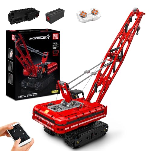 Mould King 15070 Technic Crane Building Blocks Model, 1292 pieces Remote-Controlled Crawler Crane Kit for Adults and Kids