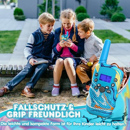 Kearui Toy for Boys 3-12 years old, Walkie Talkies for Kids 8 Channel Two Way Radio with Backlit LED Flashlight, 3-Mile Range for Camping, Hiking Adventures (Ocean Blue)