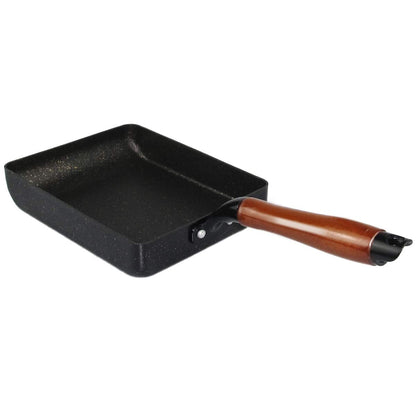 Artcome Japanese omelette pan Tamagoyaki egg pan Rectangular mini frying pan with silicone spatula and brush, black plate (Black)