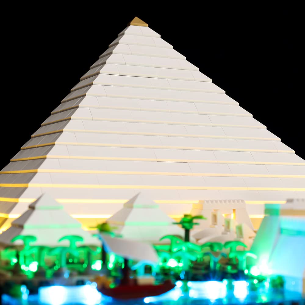 Kyglaring LED lighting kit for Lego Great Pyramid of Giza 21058 (no model) Architecture Landmark Collection model building set - without Lego set (Classic Version)