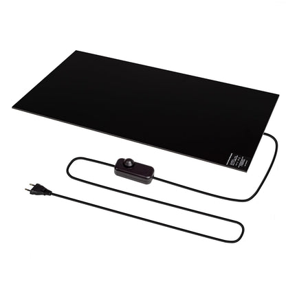 Infrared heat panel desk heater 30x60cm 150W with dimmer for stepless control, IR office heater for warm legs, self-adhesive for the desk/worktable.