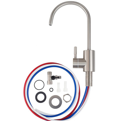 AORA® One-Way Faucet Solid Stainless Steel SOFIA compatible with AMWAY eSPRING water filter and other filter systems | Non-pressure Single Handle Faucet | Outlet tap for osmosis system | (Solid Stainless Steel SOFIA)