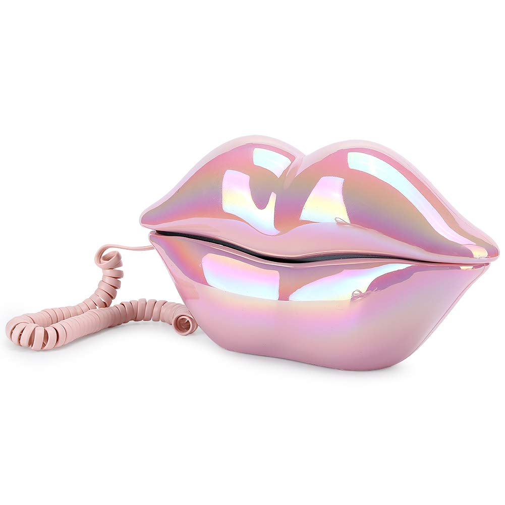 Dpofirs lip corded telephone, galvanized wire landline phone, ome desktop wired landline phone for home office telephones, decoration, collection, gifts for