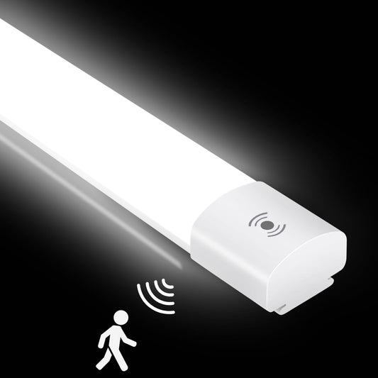 LED moisture-proof luminaire with motion sensor 120CM, ceiling light LED tube 36W 4000LM, IP65 cellar light, waterproof moisture-proof lamp for workshop garage kitchen bathroom office, neutral white, 4000K