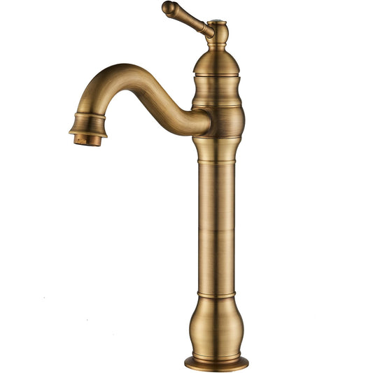 Rozin Bathroom Faucet Antique Brass Retro High Bathroom Faucet 360° Rotatable Single Handle Basin Faucet Brass Bathroom Faucet for Bathroom