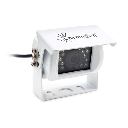 Carmedien rear view camera IR18W 120° IP68 waterproof backup camera for RV van truck white 12V 24V 3 year warranty