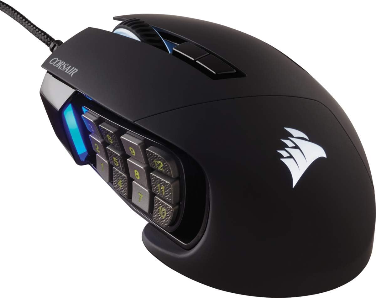 CORSAIR SCIMITAR RGB ELITE Wired MOBA/MMO Gaming Mouse - 18,000 DPI - 17 programmable buttons - iCUE compatible - PC, Mac, PS5, PS4, Xbox - Black