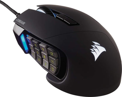 CORSAIR SCIMITAR RGB ELITE Wired MOBA/MMO Gaming Mouse - 18,000 DPI - 17 programmable buttons - iCUE compatible - PC, Mac, PS5, PS4, Xbox - Black