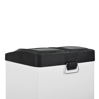 SVITA TC2X20 Kitchen Bin 40L Capacity 2x20L Trash Bin 2 Compartment Garbage Can Waste Separation Step Bin Steel White
