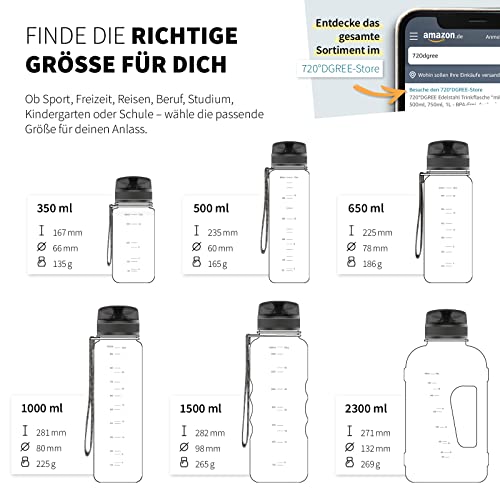 720°DGREE Kids Water Bottle 500ml “uberBottle“ softTouch +Fruit Infuser - Leakproof, BPA-Free - Slim Tritan Water Bottle for School, Sports, Fitness - Lightweight, Impact-resistant, Reusable