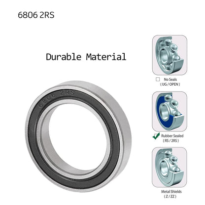 10 pieces 6806 2RS ball bearings 30 mm x 42 mm x 7 mm double sealed deep groove ball bearings for DIY, lathes, motors, 3D printers, milling machines, various mechanical devices, etc.