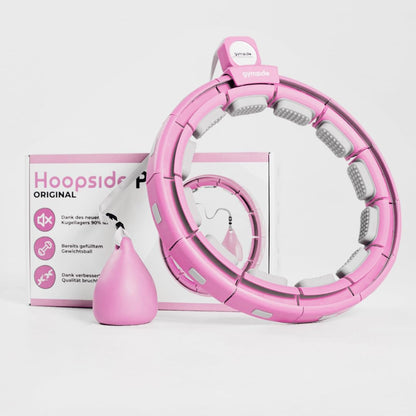Gymside Hoopside Pro Original - Quiet Smart Hula Hoop, Won't Fall down, suitable for beginners, Hula Hoop for weight loss and getting fit, with massage knobs, 18 removable links (Pink)