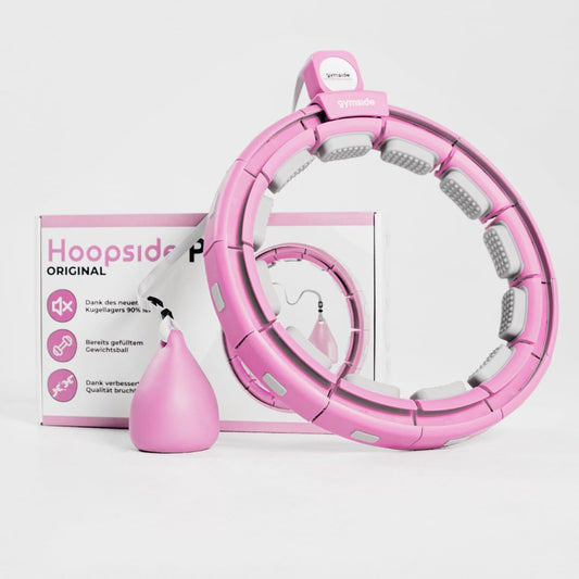 Gymside Hoopside Pro Original - Quiet Smart Hula Hoop, Won't Fall down, suitable for beginners, Hula Hoop for weight loss and getting fit, with massage knobs, 18 removable links (Pink)