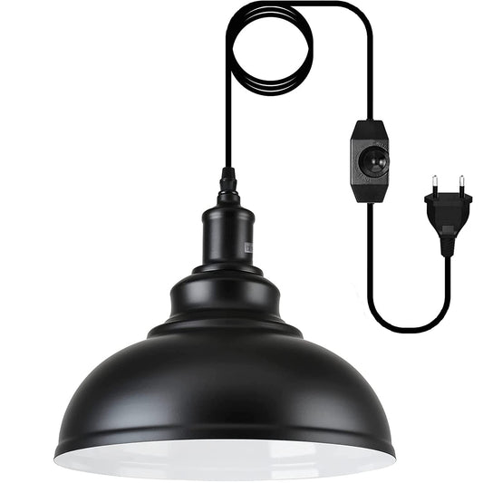 Outdoor plug-in hanging lamp, vintage pendant light dimmable black metal hanging light E27 lamp socket with 4.5m cable and dimmer switch for outdoor & indoor, garden, balcony, patio, Max.60W