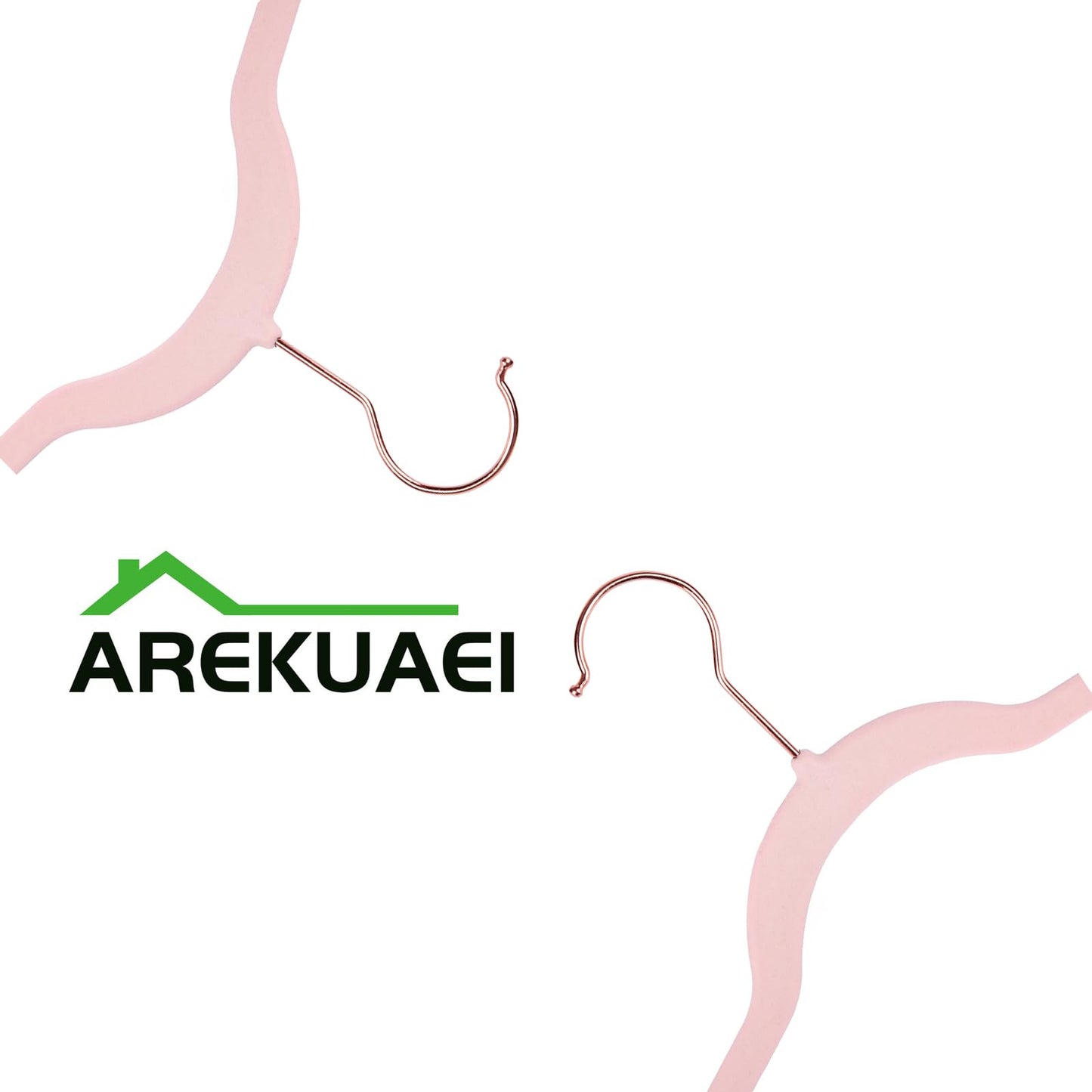 Arekuaei pink velvet hangers, durable, non-slip, space-saving hangers, copper/rose gold, 50 pieces